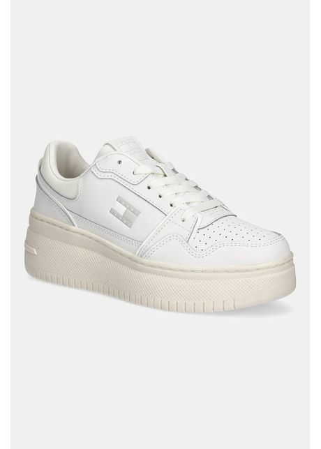 Tommy jeans sneakers din piele tjw retro basket flatform culoarea alb en0en02840