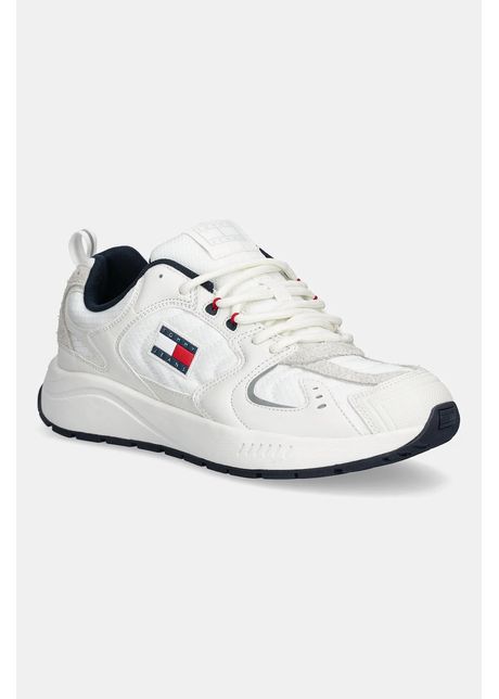 Tommy Jeans sneakers TJM RUNNER MIX MATERIAL culoarea alb, EM0EM01581