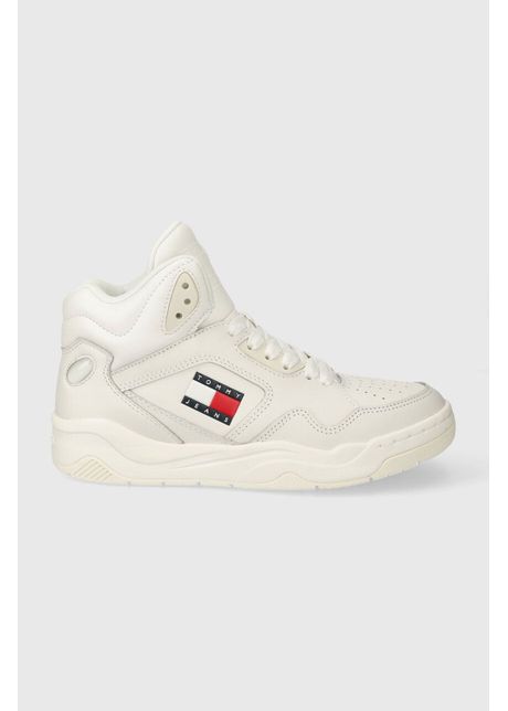 Tommy jeans sneakers tjw new basket mc culoarea alb en0en02493