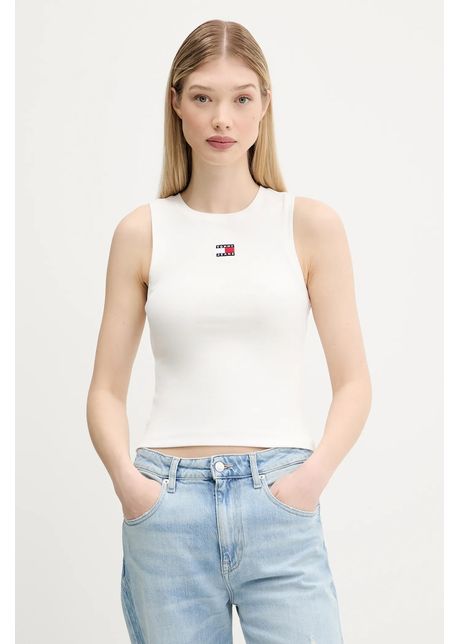 Tommy jeans top culoarea alb dw0dw20896