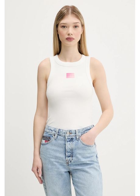Tommy jeans top culoarea alb dw0dw20920