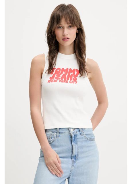 Tommy jeans top culoarea alb dw0dw21339