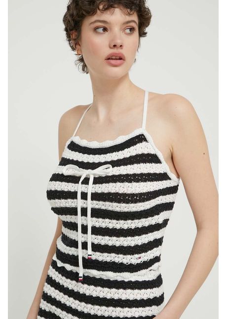 Tommy jeans top din bumbac culoarea negru modelator dw0dw17757