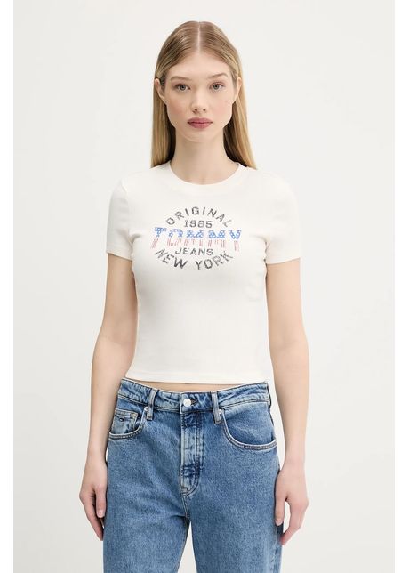 Tommy jeans tricou culoarea bej dw0dw21421