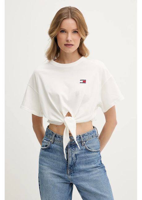 Tommy jeans tricou din bumbac culoarea alb dw0dw20321