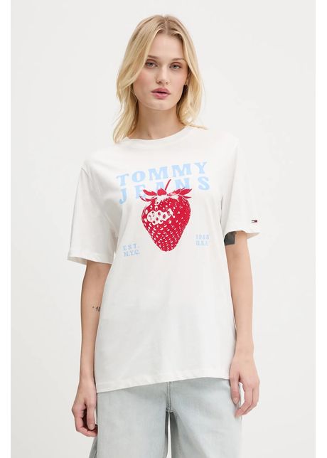 Tommy jeans tricou din bumbac culoarea alb dw0dw20894