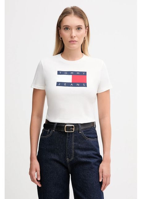 Tommy Jeans tricou din bumbac culoarea alb, DW0DW22562
