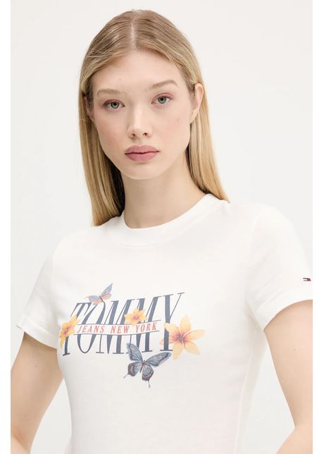 Tommy jeans tricou din bumbac culoarea bej dw0dw21340