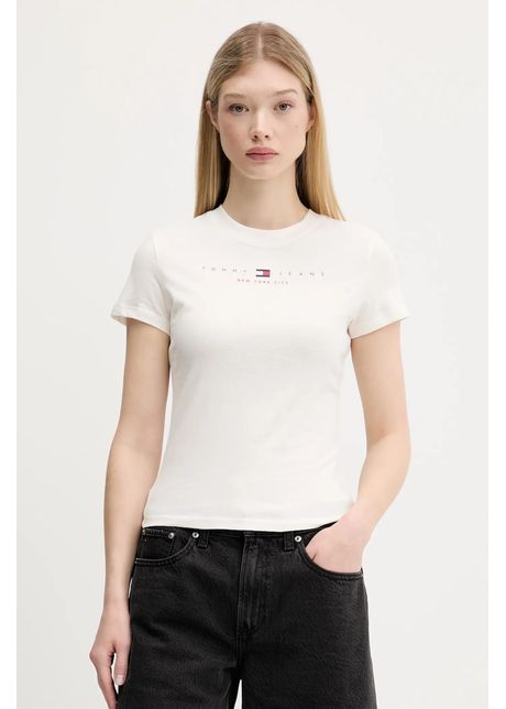 Tommy jeans tricou din bumbac culoarea bej dw0dw21422