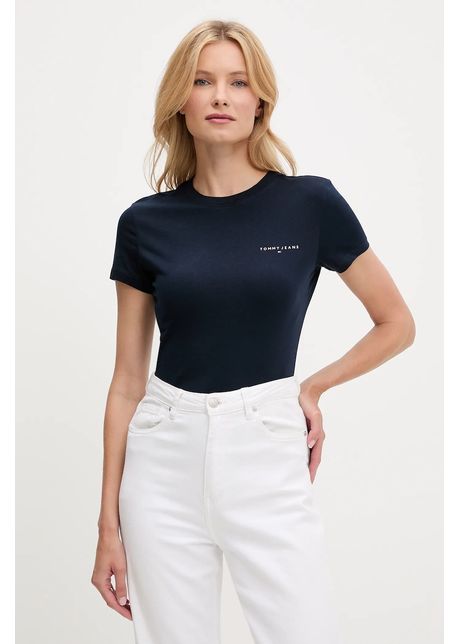Tommy Jeans tricou din bumbac culoarea bleumarin, DW0DW21164