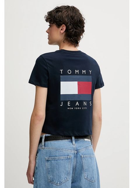 Tommy jeans tricou din bumbac culoarea bleumarin dw0dw21423