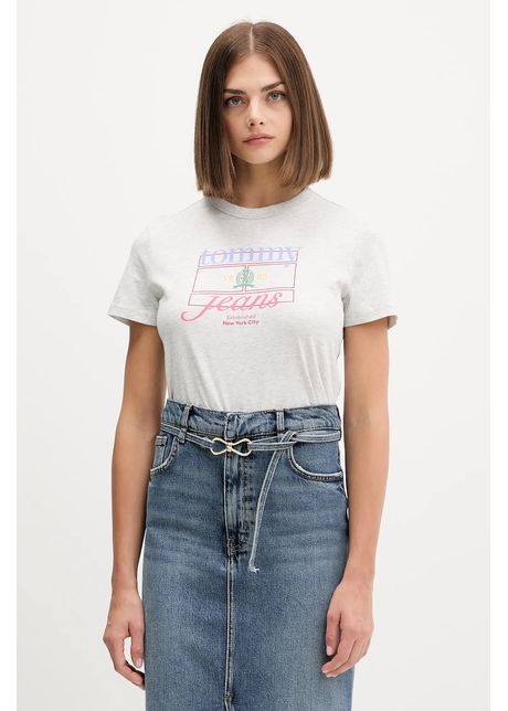 Tommy Jeans tricou din bumbac culoarea gri, DW0DW21533