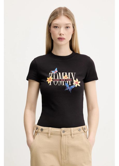 Tommy jeans tricou din bumbac culoarea negru dw0dw21340