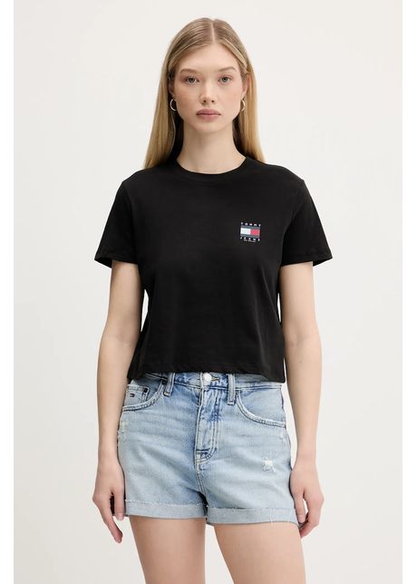 Tommy jeans tricou din bumbac culoarea negru dw0dw21423