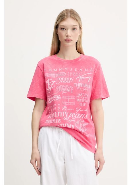 Tommy jeans tricou din bumbac culoarea roz dw0dw20923