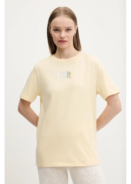 Tommy jeans tricou din bumbac femei culoarea galben dw0dw21337