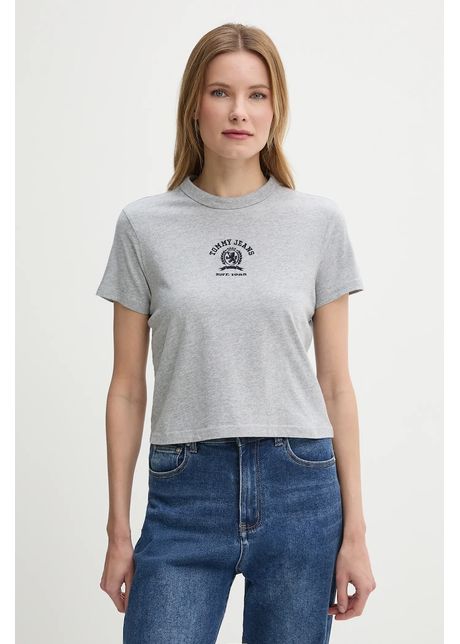 Tommy jeans tricou din bumbac femei culoarea gri dw0dw20317