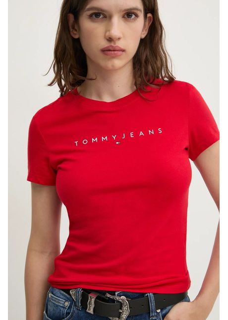 Tommy jeans tricou din bumbac femei culoarea ro u dw0dw18398
