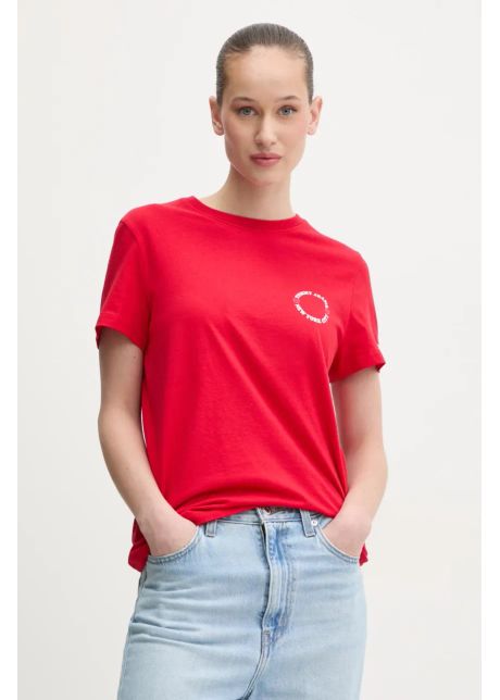Tommy jeans tricou din bumbac femei culoarea rosu dw0dw21768