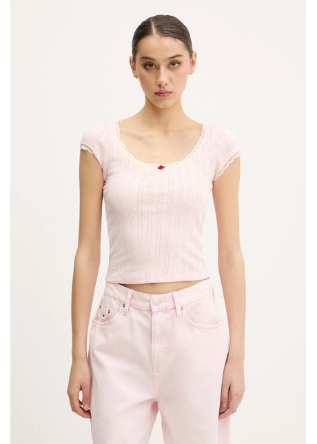 Tommy jeans tricou din bumbac femei culoarea roz dw0dw20621