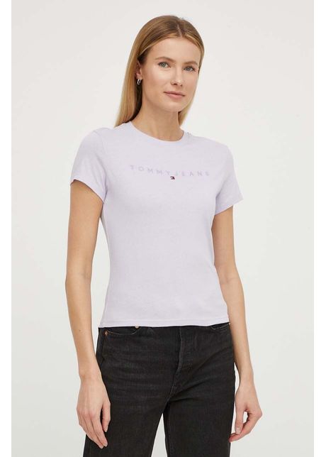 Tommy jeans tricou din bumbac femei culoarea violet dw0dw17827