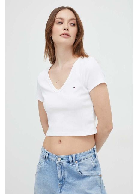 Tommy jeans tricou femei culoarea alb dw0dw17384