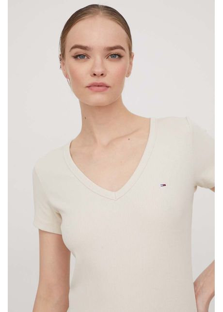 Tommy jeans tricou femei culoarea bej dw0dw17385