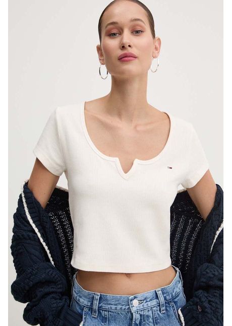 Tommy jeans tricou femei culoarea bej dw0dw18426