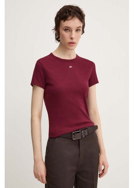 Tommy jeans tricou femei culoarea bordo dw0dw17383