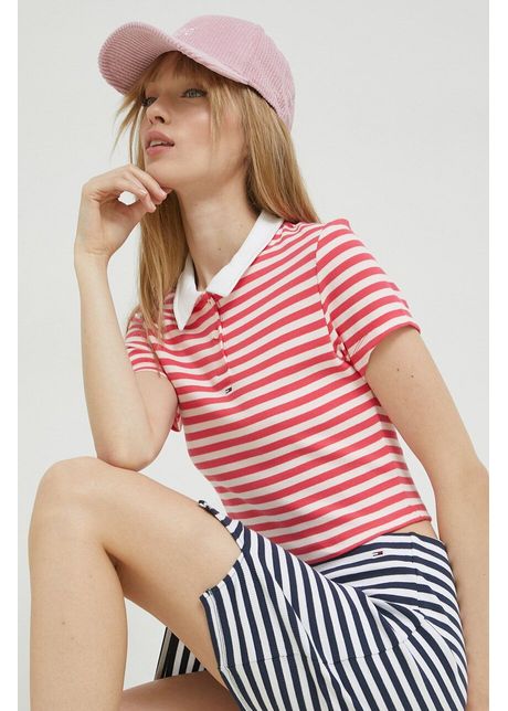 Tommy jeans tricou polo femei culoarea roz
