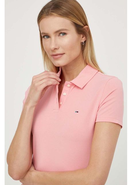 Tommy jeans tricou polo femei culoarea roz dw0dw17220