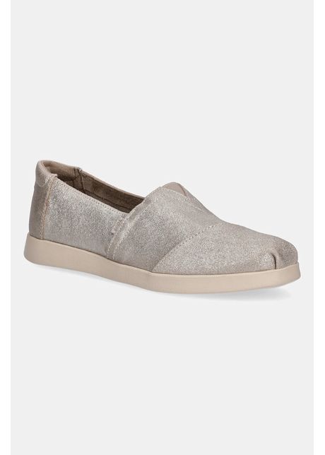 Toms espadrile champagne metallic suede culoarea argintiu 10021548