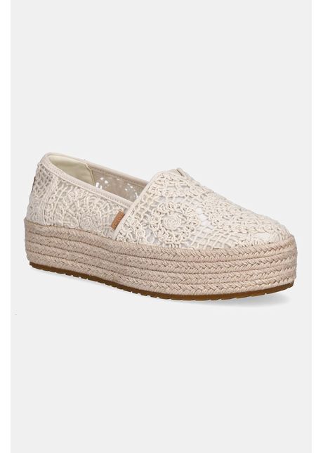 Toms espadrile crochet lace culoarea bej cu platforma 10021923