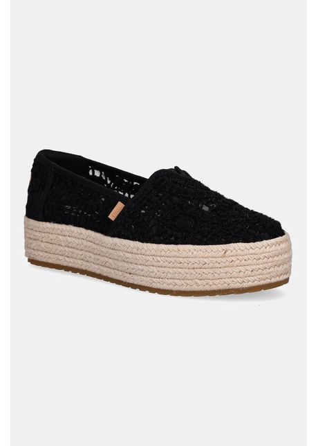 Toms espadrile crochet lace culoarea negru cu platforma 10021913