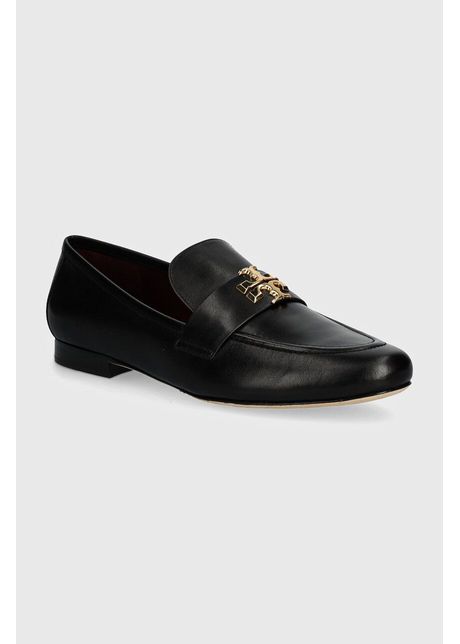 Tory burch mocasini de piele eleanor loafer femei culoarea negru cu toc plat 158204 006