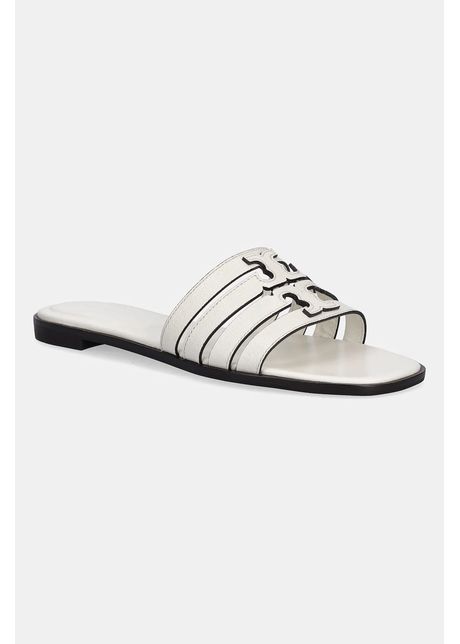 Tory burch papuci de piele ines cage slide culoarea alb 158616 101