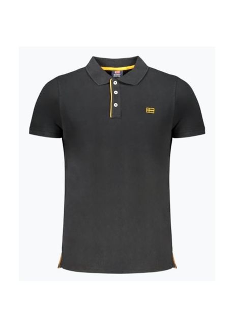 Tricou polo barbati din bumbac cu detalii contraste negru