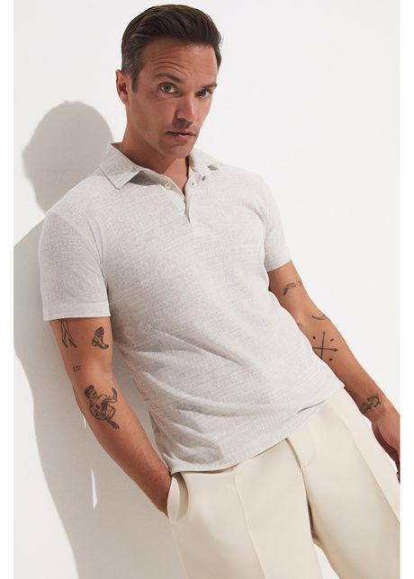 Tricou polo cambrat cu model