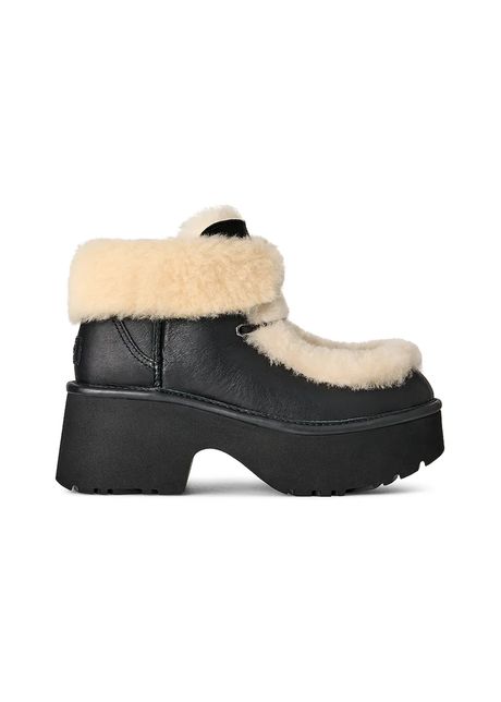 UGG cizme de piele Esmee Leather Lace Up culoarea negru, cu toc drept, izolat, 1176110.BLK