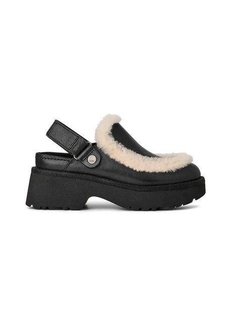 UGG papuci Esmee Leather Clog culoarea negru, cu platformă, 1171507.BLK