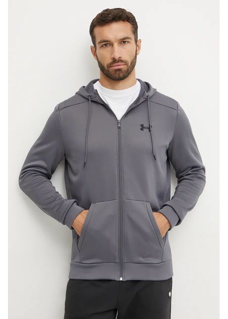 Under armour bluz trening culoarea gri cu glug neted
