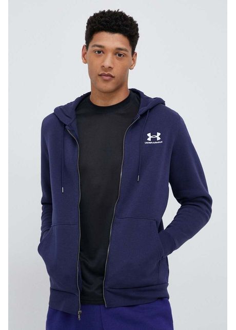 Under Armour bluza barbati, culoarea albastru marin, cu glugă, neted