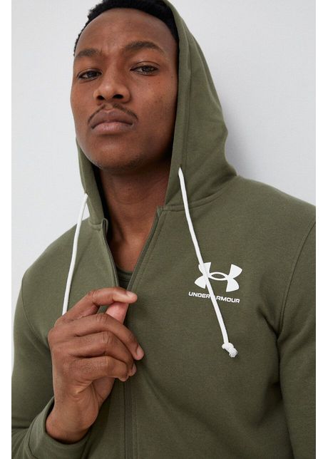 Under armour bluza barbati culoarea verde cu glug neted