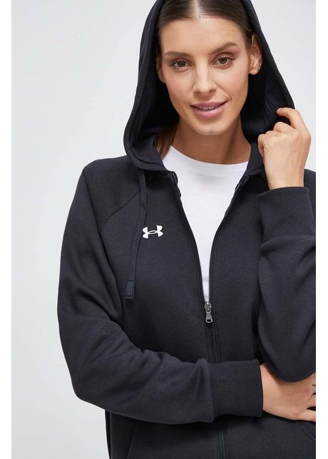 Under armour bluza femei culoarea negru cu glug melanj