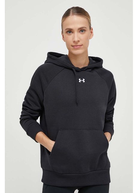 Under armour bluza femei culoarea negru cu glug neted