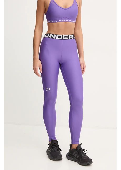 Under armour leggins de antrenament hg authentics culoarea violet cu imprimeu 1383559