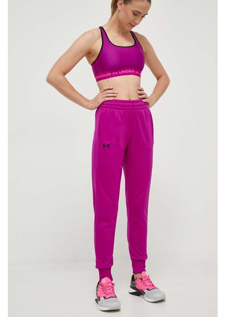 Under armour pantaloni de trening armour fleece culoarea roz neted