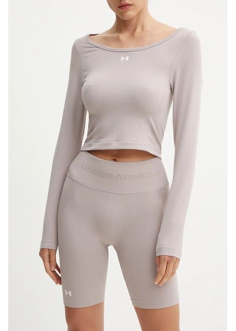 Under armour pantaloni scur i de antrenament culoarea violet neted high waist