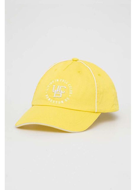United colors of benetton apc de baseball din bumbac culoarea galben cu imprimeu