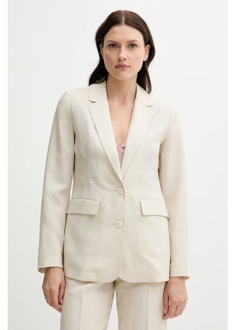 United colors of benetton blazer din amestec de in culoarea bej un singur rand de nasturi uni 25bvdw036